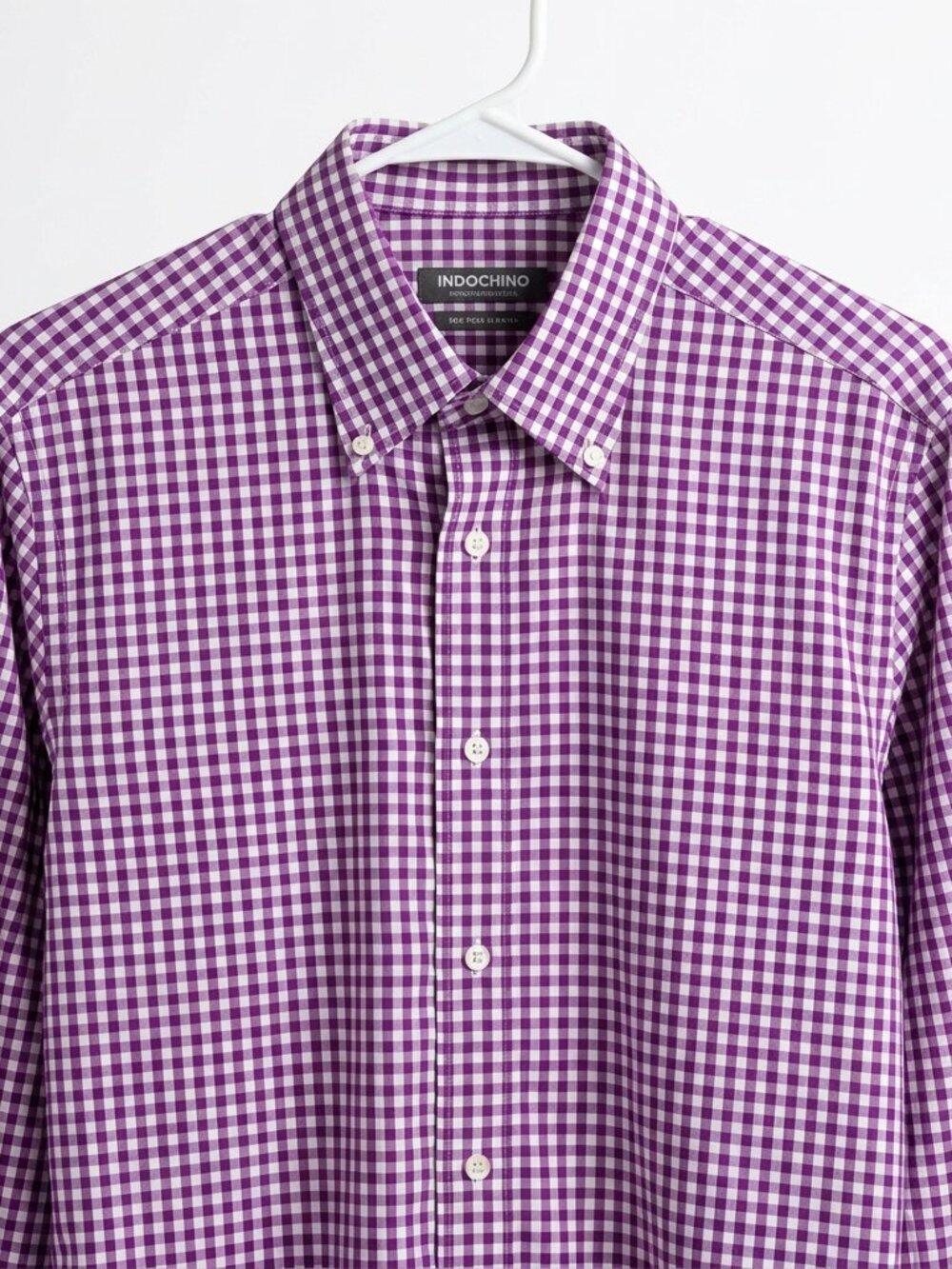Indochino Men's Medium (Slim Fit) Long Sleeve Purple Check Gingham Shirt